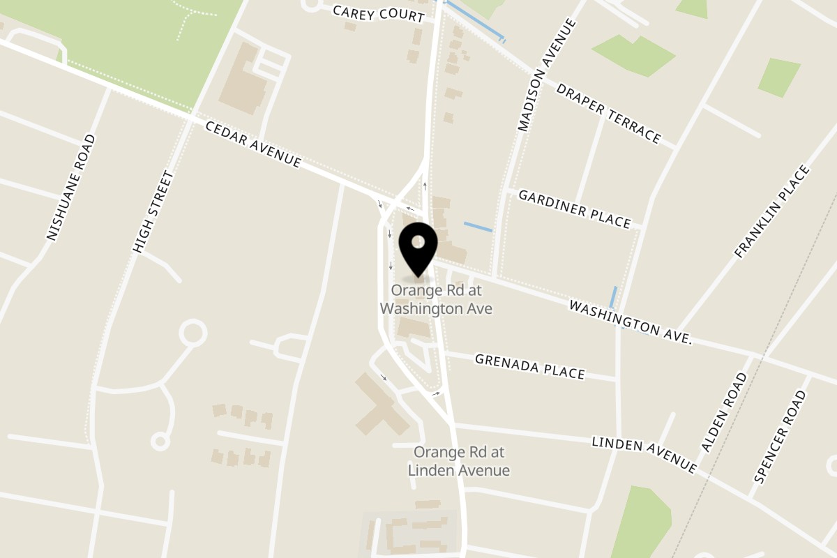 Map showing the location of Sofia's Pizzeria on 322 Orange Rd in Montclair
